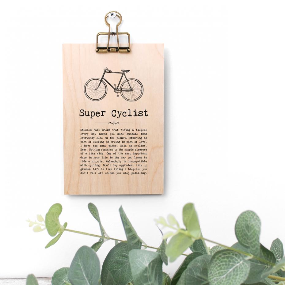 Hanging sign for cycling fans
